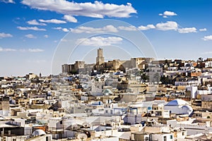 View of the Medina and the castle kasbah of Tunisia in Sousse.