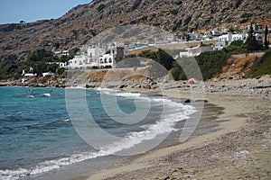 View of the Mediterranean coast in Pefki. Pefkos or Pefki, Rhodes Island, Greece