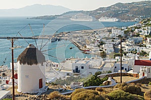 View of Mediterranean Island of Mykonos Greece