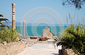 View of Mediterranean Sea from Ancient Carthage, Tunisia