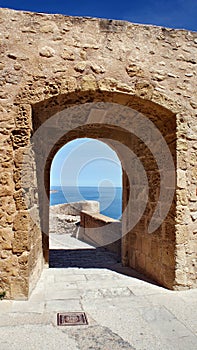 View of the Mediterranean Sea through the arch