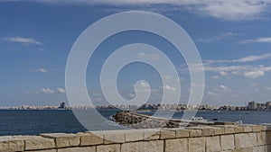 View of the Mediterranean Sea from the embankment of Alexandria.