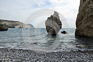 View of the Mediterranean Sea in January, windy and sunny.