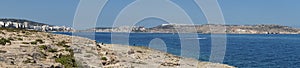 View of the Mediterranean Sea. Magnificent seascape. Qawra, St Paul`s Bay, Malta