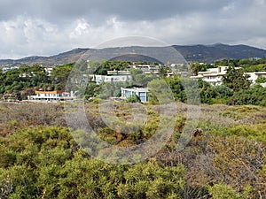 View of the Mediterranean valley and the village