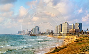 View of the Mediterranean waterfront in Tel Aviv