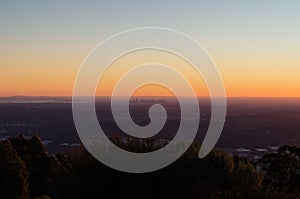 View of Melbourne at sunset from Mount Dandenong