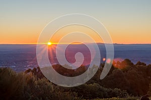 View of Melbourne at sunset from Mount Dandenong