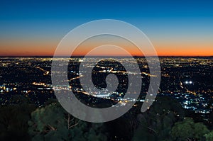 View of Melbourne at sunset from Mount Dandenong