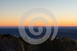 View of Melbourne at sunset from Mount Dandenong