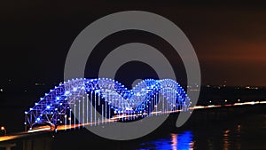 View of Memphis, Tennessee bridge after dark