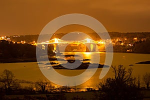 View of the Meni bridge over the Meni straights, North Wales, UK