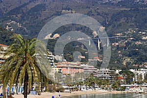 View of Menton city, French Riviera, France