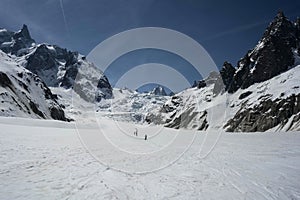 View of the mer de glace glacier