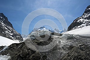 View of the mer de glace glacier