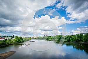 View of the Merrimack River, in Manchester, New Hampshire.