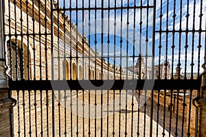 View of the metal bars and the plaza de espaÃ±a