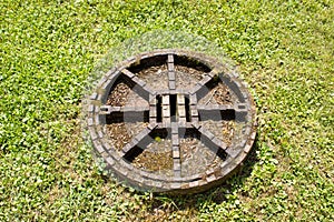 A view of the metal channel hatch and lawn