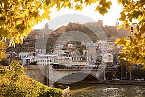 View of Metekhi Bridge and Narikala fortress