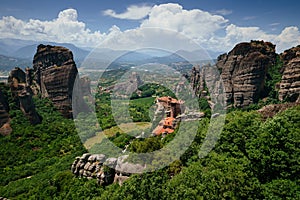 View of the Meteora monasteries. Kalambaka. Greece.