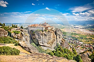 View on Meteora in Trikala, Greece. photo