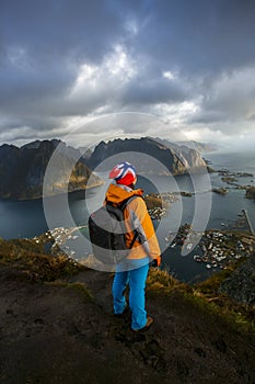 Reine view from Reinebringen, Lofoten, Nordland, Norway