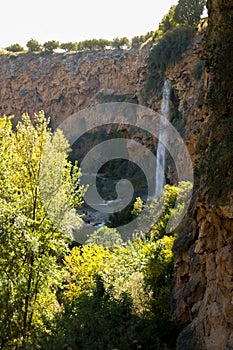 View of a 60 meters waterfall called `el Salto de la Novia` the Jump of the Bride in CastellÃÂ³n, Spain photo