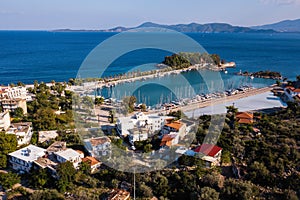 View of Methana harbor, Aegean sea, Greece. Travel.