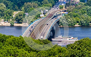 View of Metro bridge over Dnieper, Kiev photo