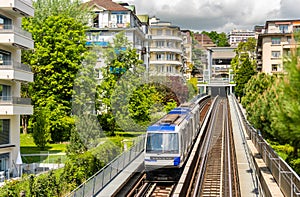 View of a metro train in Lausanne