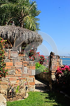 View from Mexican artifact garden, of Pacific Ocean,