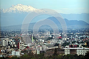 View of Mexico City and Volcano Mountain