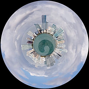 View of Miami Skyline as Little Planet