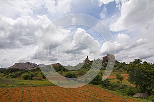 View of the mighty Savandurga which is the largest monolith in Asia