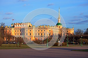 View of the Mikhailovsky castle at the sunset, St. Petersburg