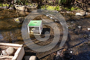 View of Millard-Piercy Watershed Stewards Counting weir which is used for counting seaward migrating smolts