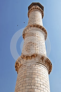 Minaret of Taj Mahal in Agra, India