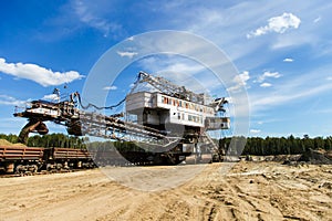 View at mine, railway, mining machinery