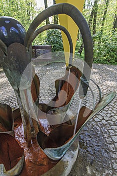 View of the mineral spring in town park in Kudowa Zdroj in Poland