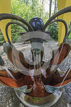 View of the mineral spring in town park in Kudowa Zdroj in Poland