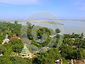 View of Mingun from Pahtodawgyi stupa, Mandalay, Myanmar