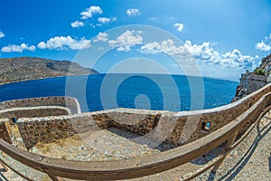 View of Mirabello bay from Spinalonga fortress, Gulf of Elounda, Crete, Greece