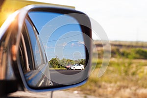 View on the mirror of car