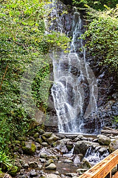 view of Mirveti waterfall in Adjara on autumn day