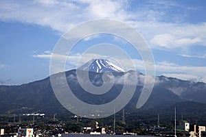 View of Mishima city and Mt. Fuji in Japan