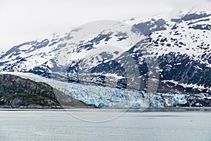 A view of mist above the Reid Glacier in Glacier Bay, Alaska