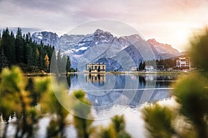 Misurina lake in Dolomites, Italy.