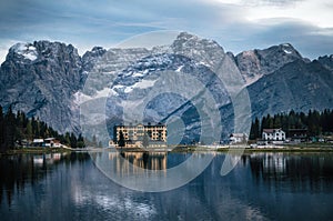 Misurina lake in Dolomites, Italy.