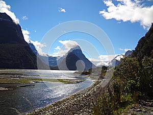 View of mitre peak in the milford sound