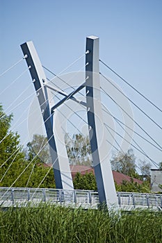 View of modern bridge pylon.